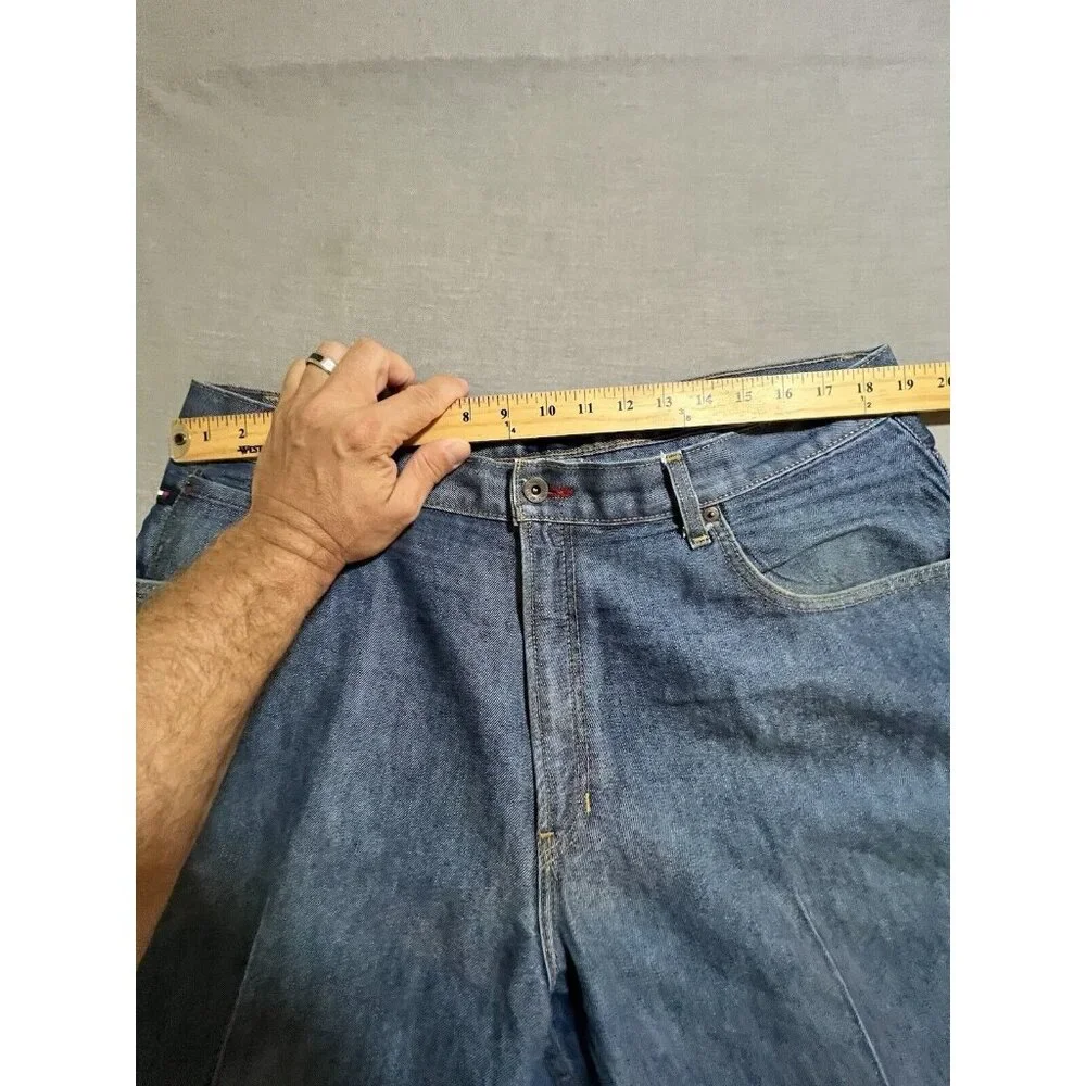 Vintage Tommy Hilfiger Jeans 38x30 Blue Denim‎ Pocketed Wide Leg Baggy Y2K